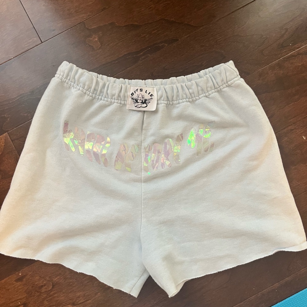 Boys Lie blue Shorts with Iridescent Detail